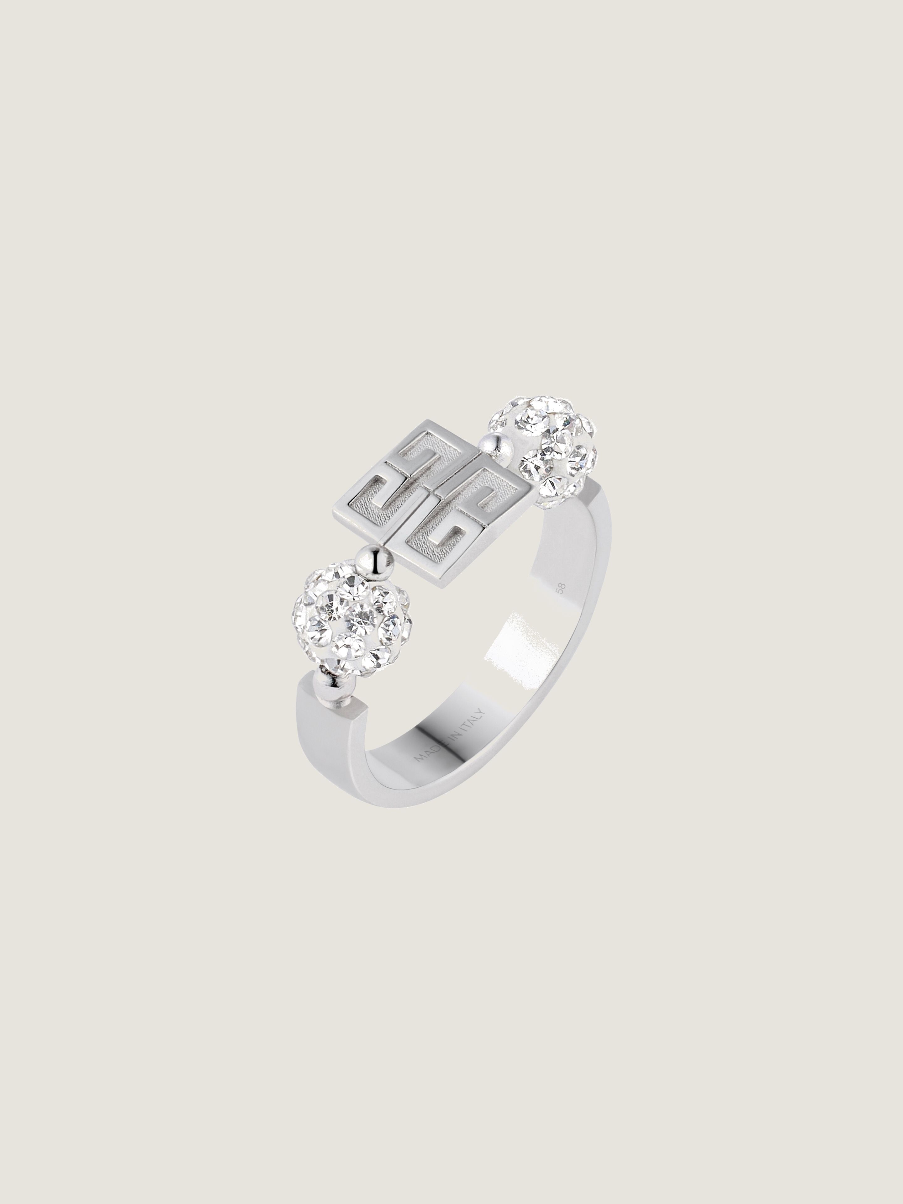 4G ring in metal with crystals